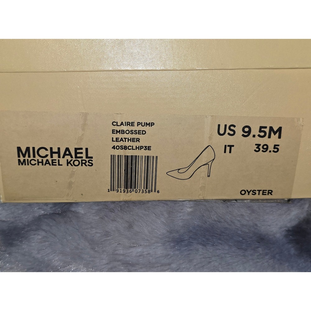 NWB Michael Kors Claire Pump Embossed Leather Snake Print‎ Heels Oyster US 9.5 - Picture 8 of 8